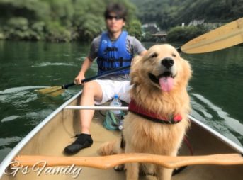 玉淀湖で犬とカヌー体験