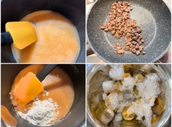 犬の手作りおせちメニュー：すりおろし人参と牛肉のくず寄せ